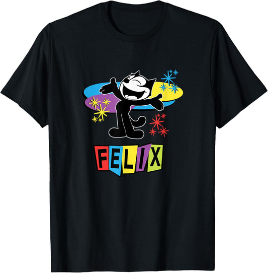 Felix Cat Comics Retro Futurist TV in Joyful Happy Design T-Shirt