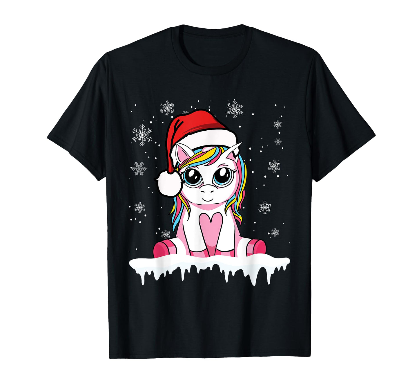 Cute Christmas Shirt Girls Women Santa Unicorn Christmas T-Shirt