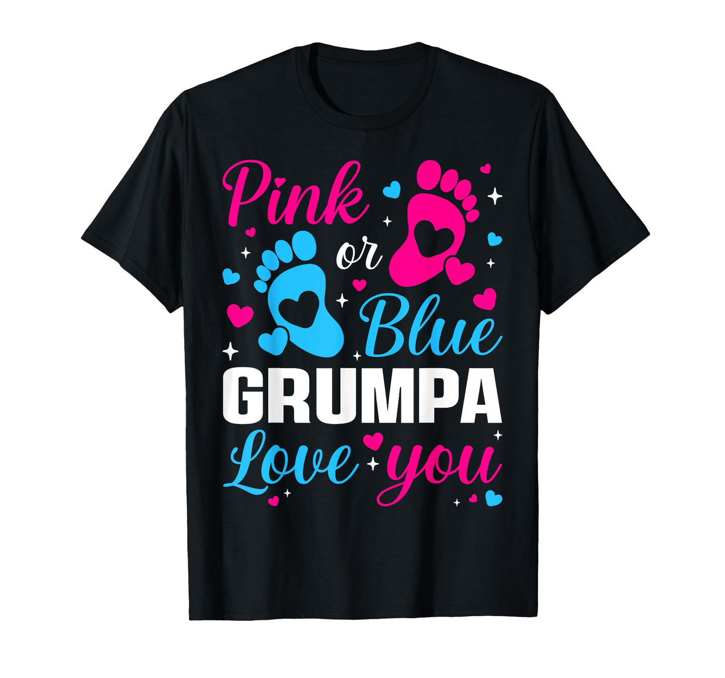 Gender Reveal Pink or Blue Grumpa Loves you Family T-Shirt