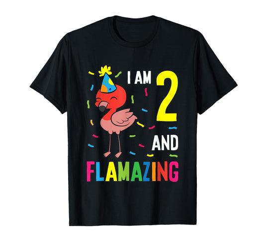 Flamingo 2nd Birthday I Am 2 And Flamazing T-Shirt