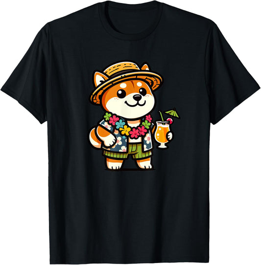 Shiba Inu Hawaiian Funny Dog Vacation T-Shirt