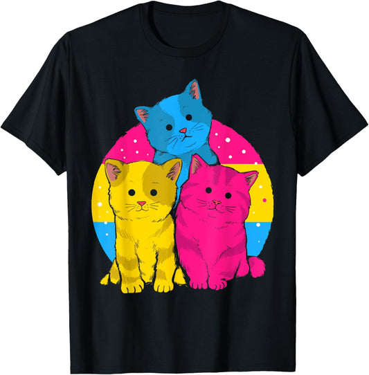 LGBTQ Pansexual Pride Cute Kawaii Cats Gift Queer Pansexual T-Shirt