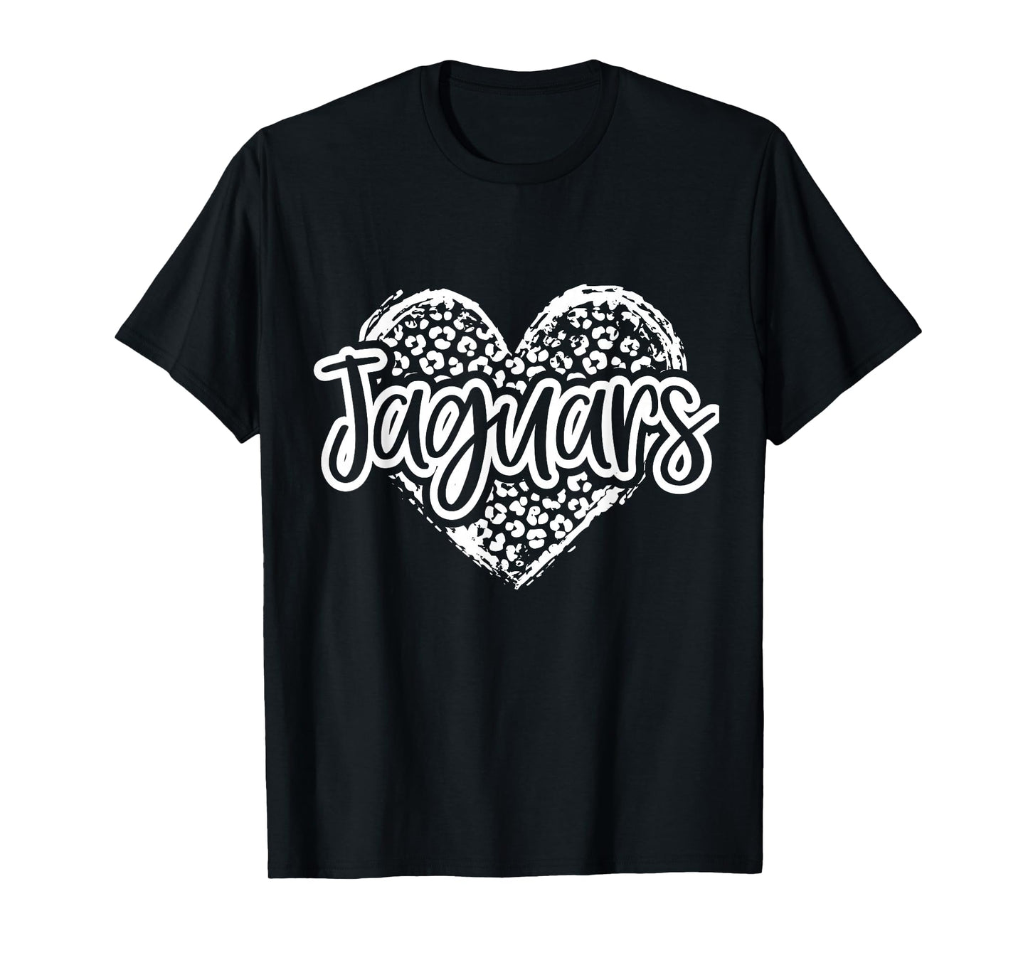 Leopard Cheetah Heart JAGUARS School Spirit Top Distressed T-Shirt