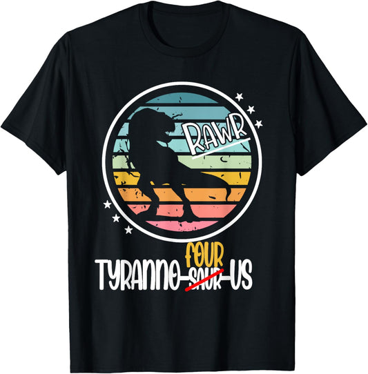 Tyranno Four Us T-Rex 4 Year Old Dino Matching 4th Birthday T-Shirt
