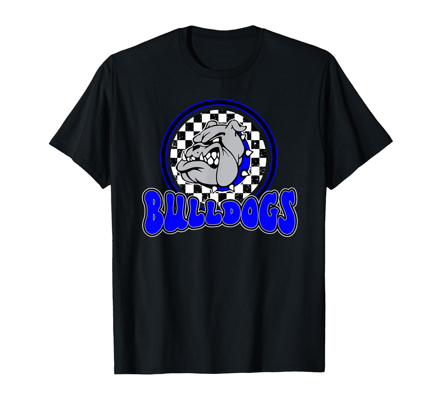 Bulldogs School Spirit Blue Black Retro T-Shirt