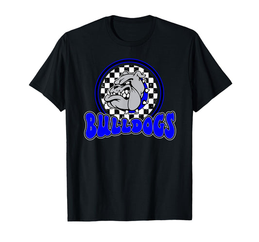 Bulldogs School Spirit Blue Black Retro T-Shirt