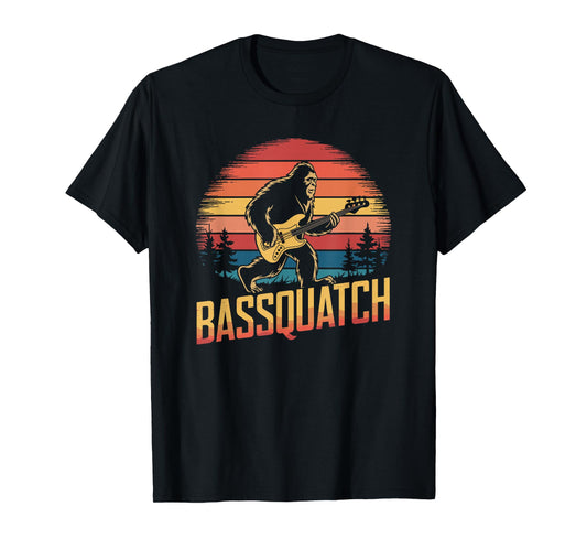 Bassquatch, Retro Bigfoot Bass Guitar Sasquatch T-Shirt