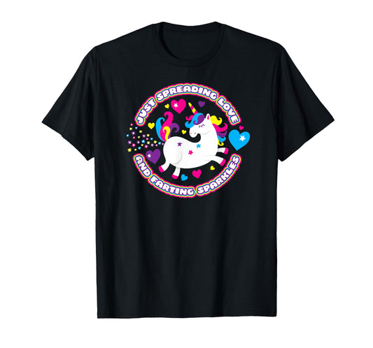 Unicorn Fart Shirt Just Spreading Love and Farting Sparkles T-Shirt