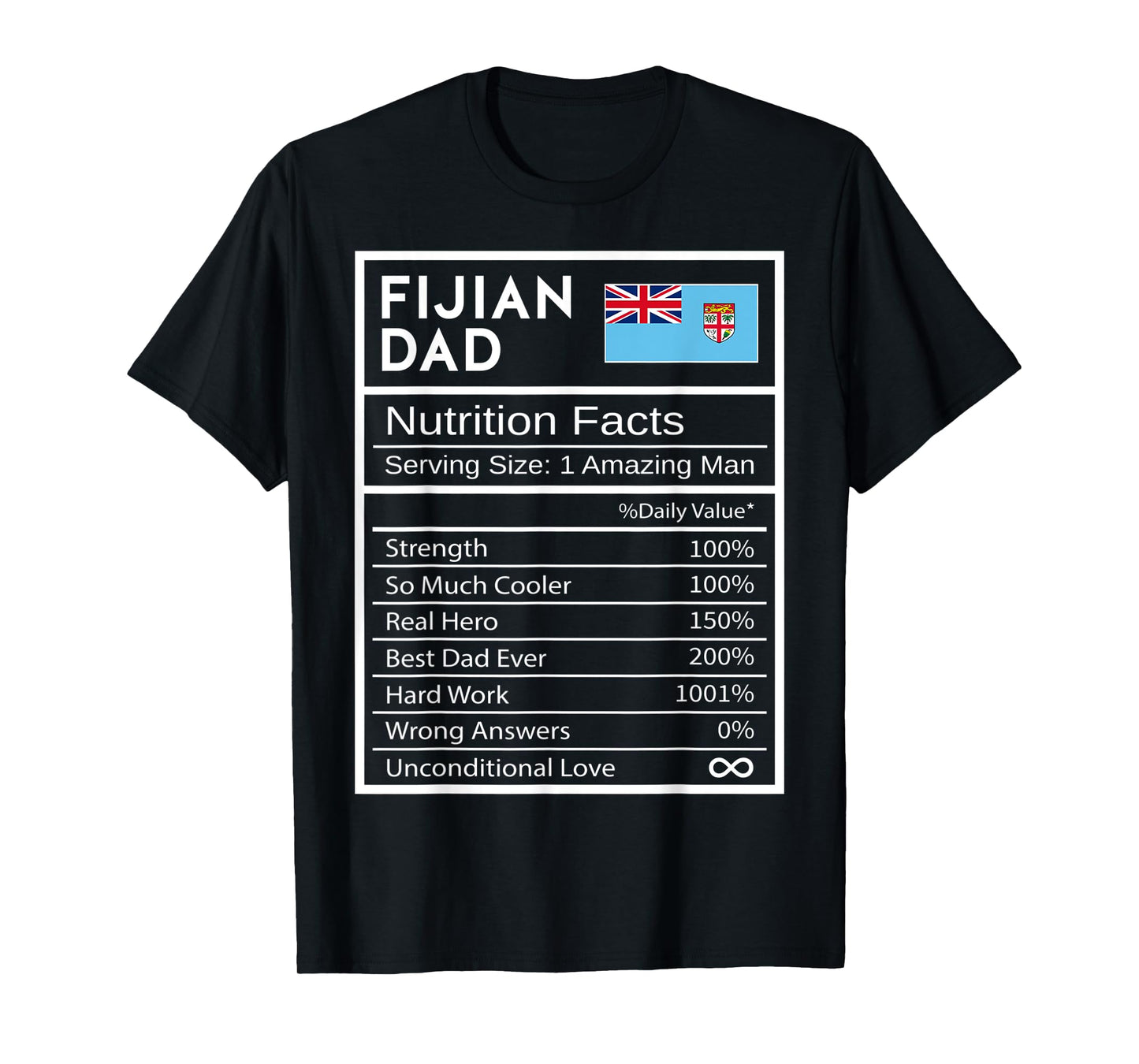 Mens Fijian Dad Nutrition Facts National Pride Gift For Dad T-Shirt