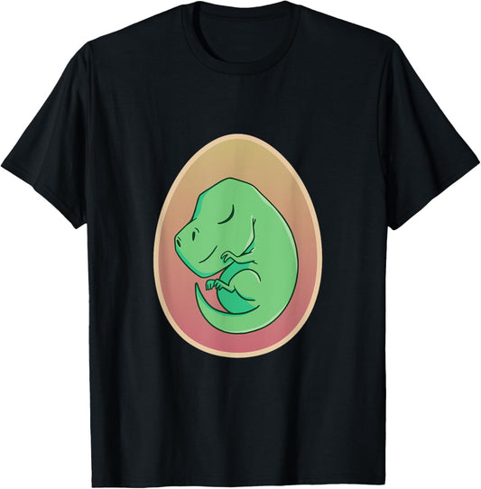 Cute Pregnant Dino Egg Dinosaur T-Rex in Egg Hatching Funny T-Shirt