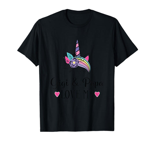 Kids Gigi and Papa Love Me Unicorn T-Shirt