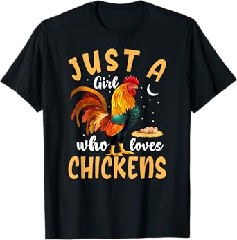 Just a Girl Who Loves Chickens, Cute Chicken Farm T-Shirt
