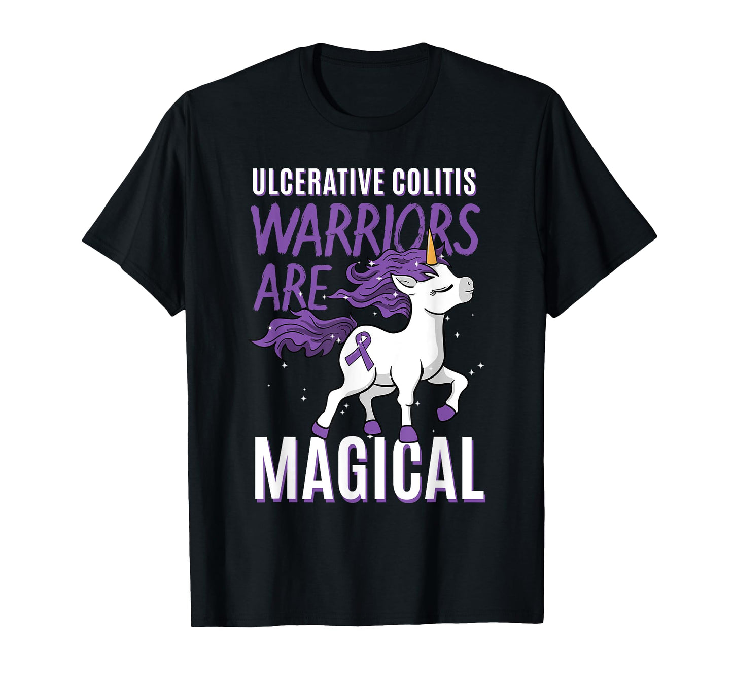 Ulcerative Colitis Awareness IBD Unicorn Purple Ribbon Gift T-Shirt
