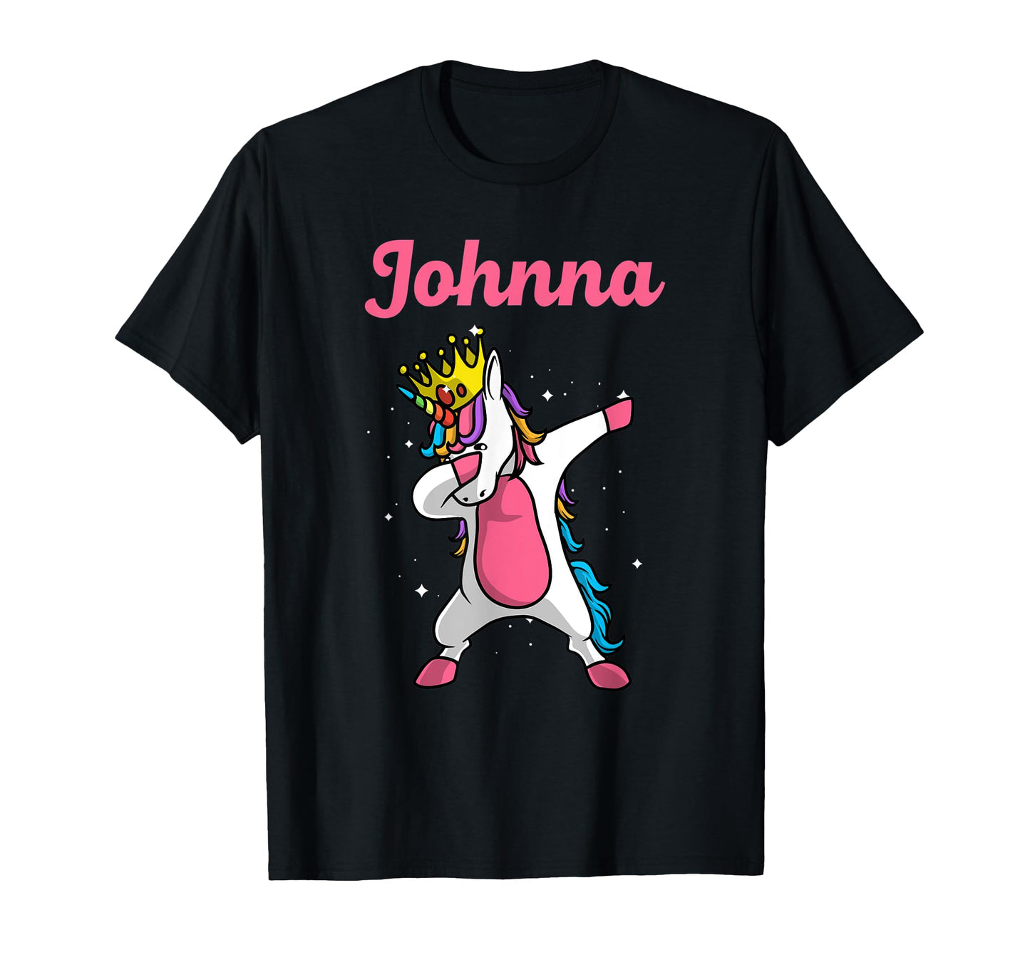 JOHNNA Name Personalized Birthday Dabbing Unicorn Queen T-Shirt
