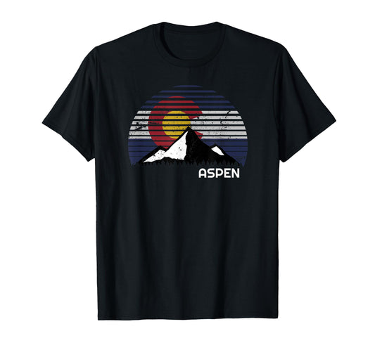Aspen Colorado Flag - CO Bluebird Day Mountain T-Shirt