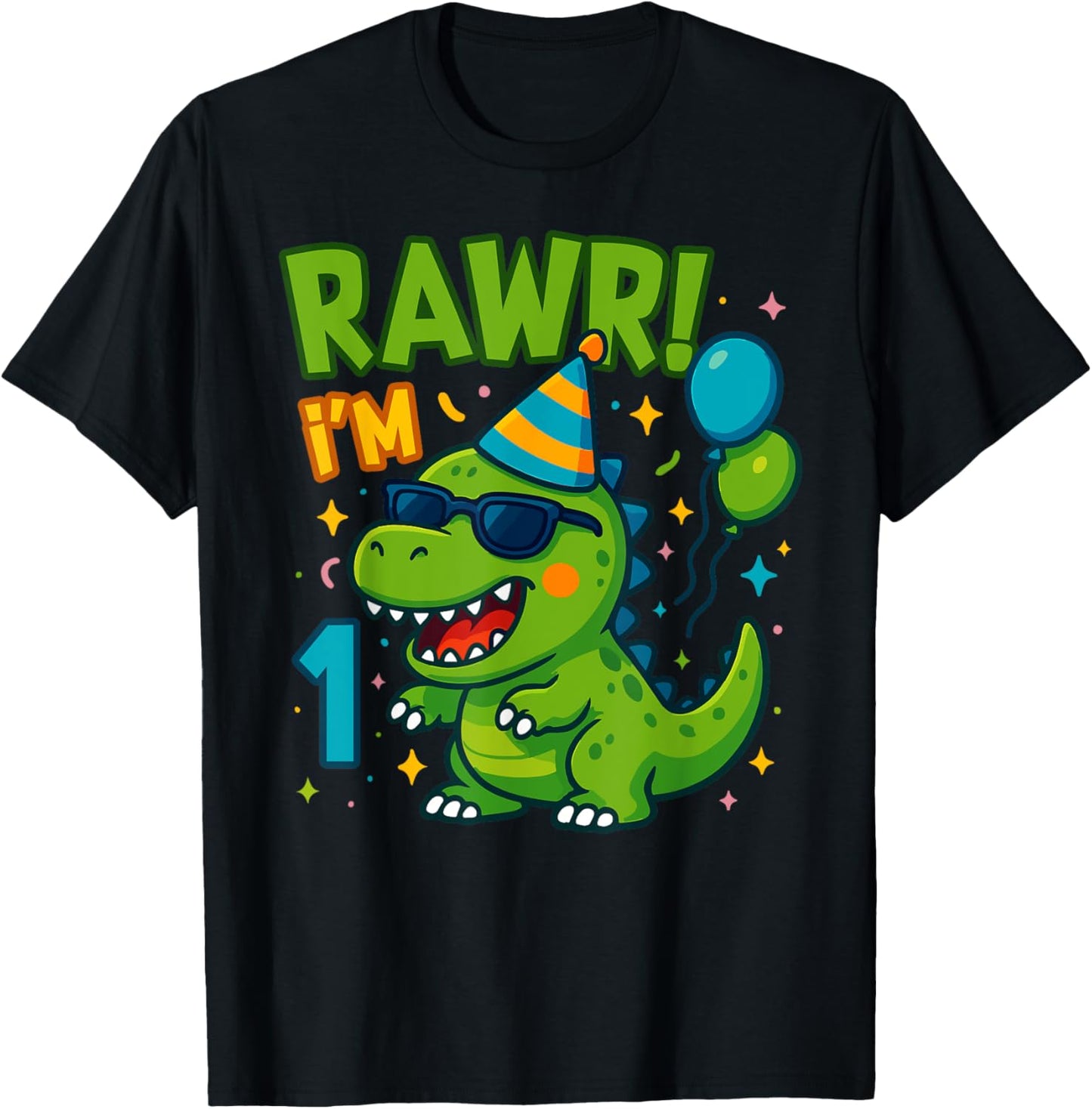 Rawr I'm 1 First Birthday Party Cute Kawaii T Rex Boys Kid T-Shirt
