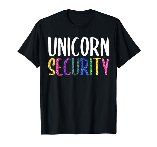 Halloween Dad Mom Daughter Adult Costume, Unicorn Security T-Shirt