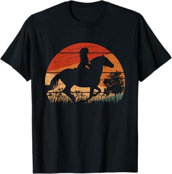 Girl Horse Riding Retro Style Vintage Cowgirl Rodeo Ranch T-Shirt