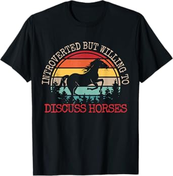 Introverted But Willing To Discuss Horses Funny Retro T-Shirt