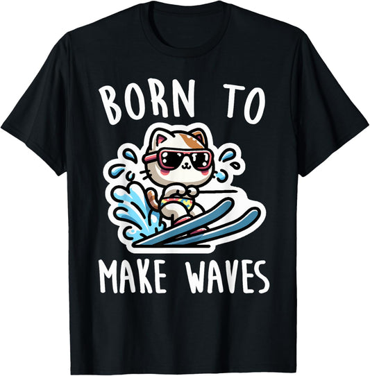 Waterski Girl Waterskier Cat Waterski T-Shirt