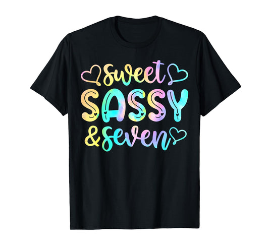 7th Birthday Girl Sweet Sassy And Seven 7 Years Old Girls T-Shirt