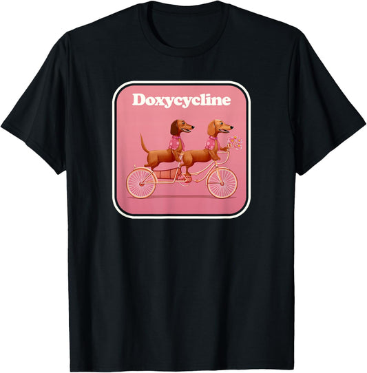 Doxycycline - Dachshund Riding a Bike - Doxy Cycling T-Shirt