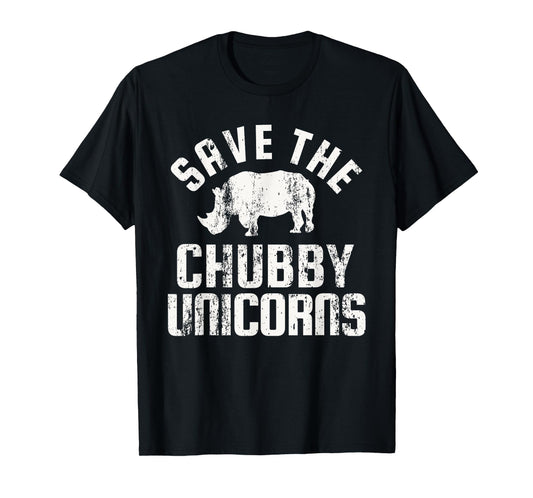 SAVE THE CHUBBY UNICORNS Rhino Vintage Retro Gift Funny T-Shirt