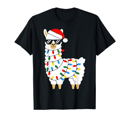 LLama Christmas Lights Alpaca Llama Funny Family Xmas Pajama T-Shirt