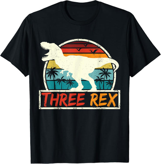 Three Rex Kids 3rd Birthday Dinosaur T-Rex Boys 3 Year Old T-Shirt