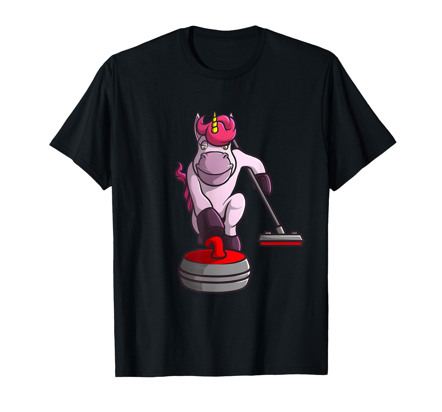 Funny Unicorn Curling Design For Men Women Curling Player T-Shirt
