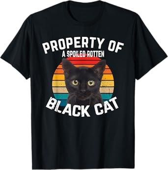 Cat Black Vintage Eighties Style Retro Property Cat T-Shirt