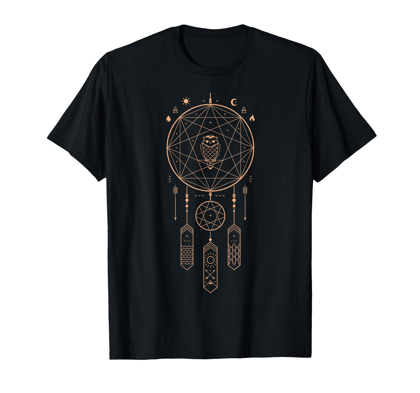 Gamma Ray Dream Catcher Owl Nature T-Shirt - Women's Unisex-Adults Black Short Sleeve Classic Fit Cotton 60% Polyester 40% Size Small