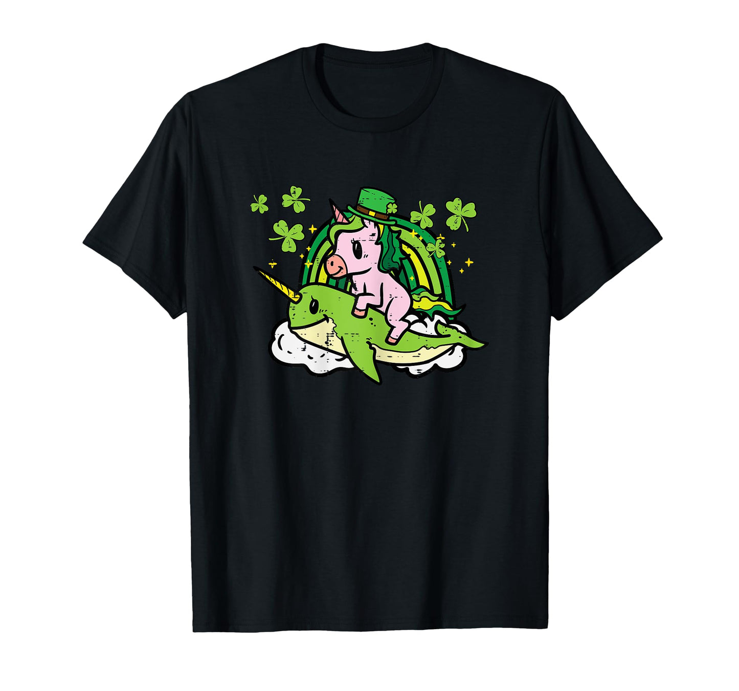 St Patricks Day Unicorn On Narwhal Irish Girls Kids Toddlers T-Shirt
