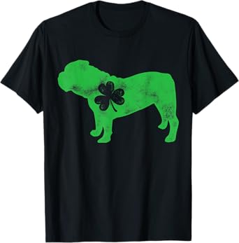 English Bulldog St Patricks Day Boys Men Dog Shamrock Gift T-Shirt