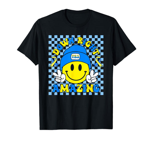 Down Right Amazing Smile Face Down Syndrome Awareness Kids T-Shirt