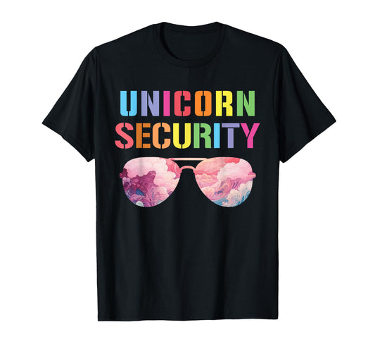 Halloween Dad Mom Daughter Adult Costume, Unicorn Security T-Shirt
