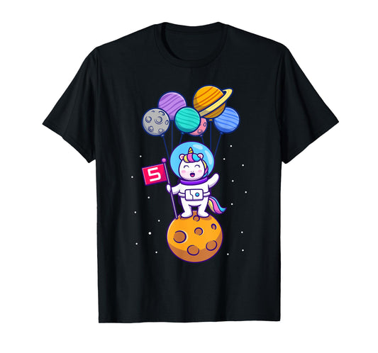 This Little Unicorn Astronaut is 5 for Birthday Girls T-Shirt