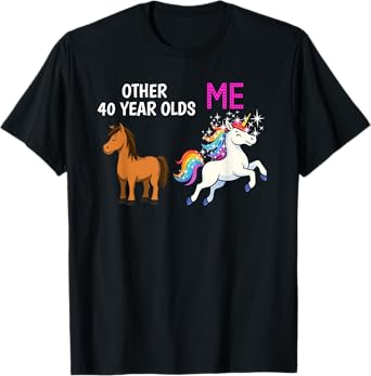 40th Birthday Party Unicorn Celebration Funny Cute T-Shirt