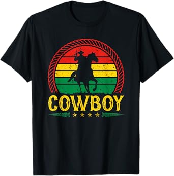 African American Countryboy Retro Sunset Cowboy Graphic T-Shirt