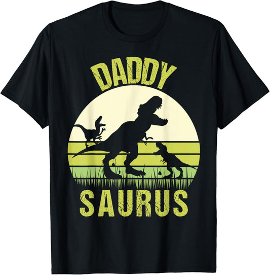 Daddy Dinosaur Daddysaurus 2 Two kids fathers day T-Shirt