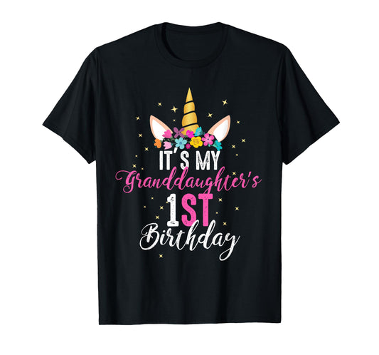 Its My Granddaughters 1st Birthay Girl Unicorn Birthday T-Shirt