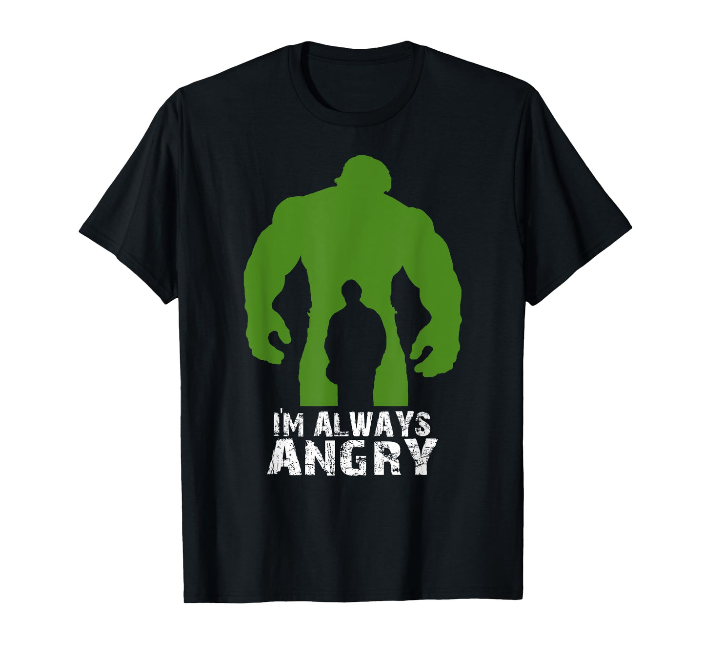 Urban Macho Tees I'm Always Angry Superhero T-Shirt - Black, Unisex-Adults, Short Sleeve, Fitted, Small