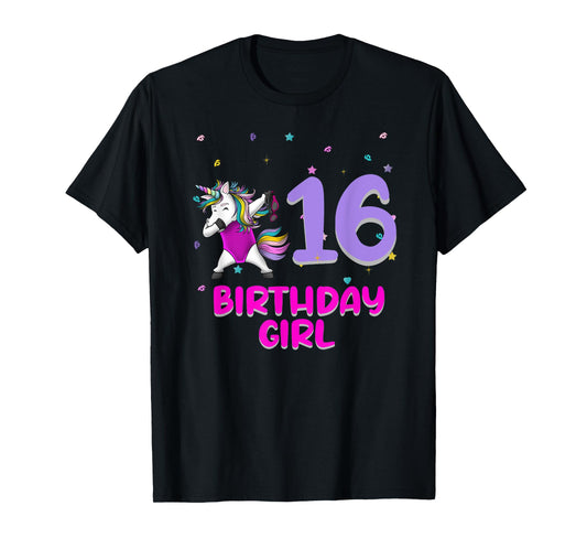 Unicorn Swimsuit 16th Birthday Girl Love Funny 16 Years Old T-Shirt