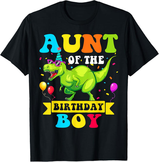 Aunt of the Birthday Boy T-Shirt Dinosaur Raptor Funny T-Shirt