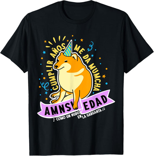 Cheems Happy Birthday Meme Funny Party Dog Confetti Cake T-Shirt
