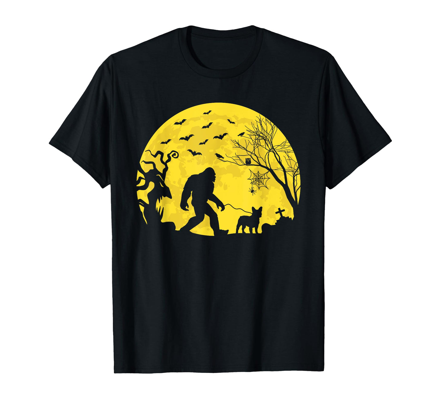 Halloween Bigfoot Walking French Bulldog T-Shirt