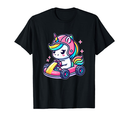 Cute Unicorn Go Kart Racing Girl T-Shirt