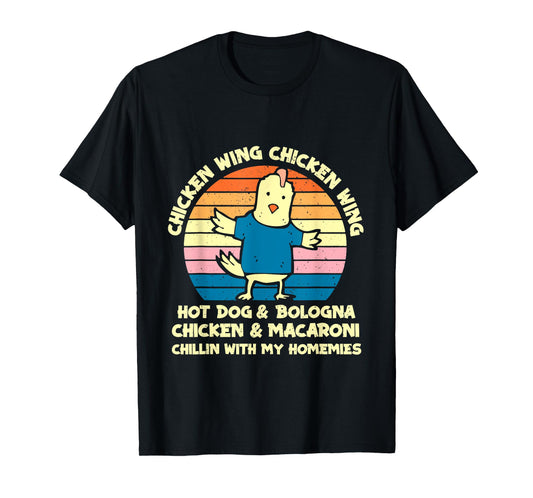Funny Chicken Wing Song Lyric Hot Dog Bologna Macaroni Kids T-Shirt