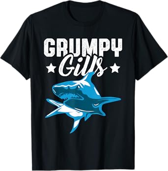 Shark Grumpy Gills Angry Dad Father Funny Retro TV Movie T-Shirt