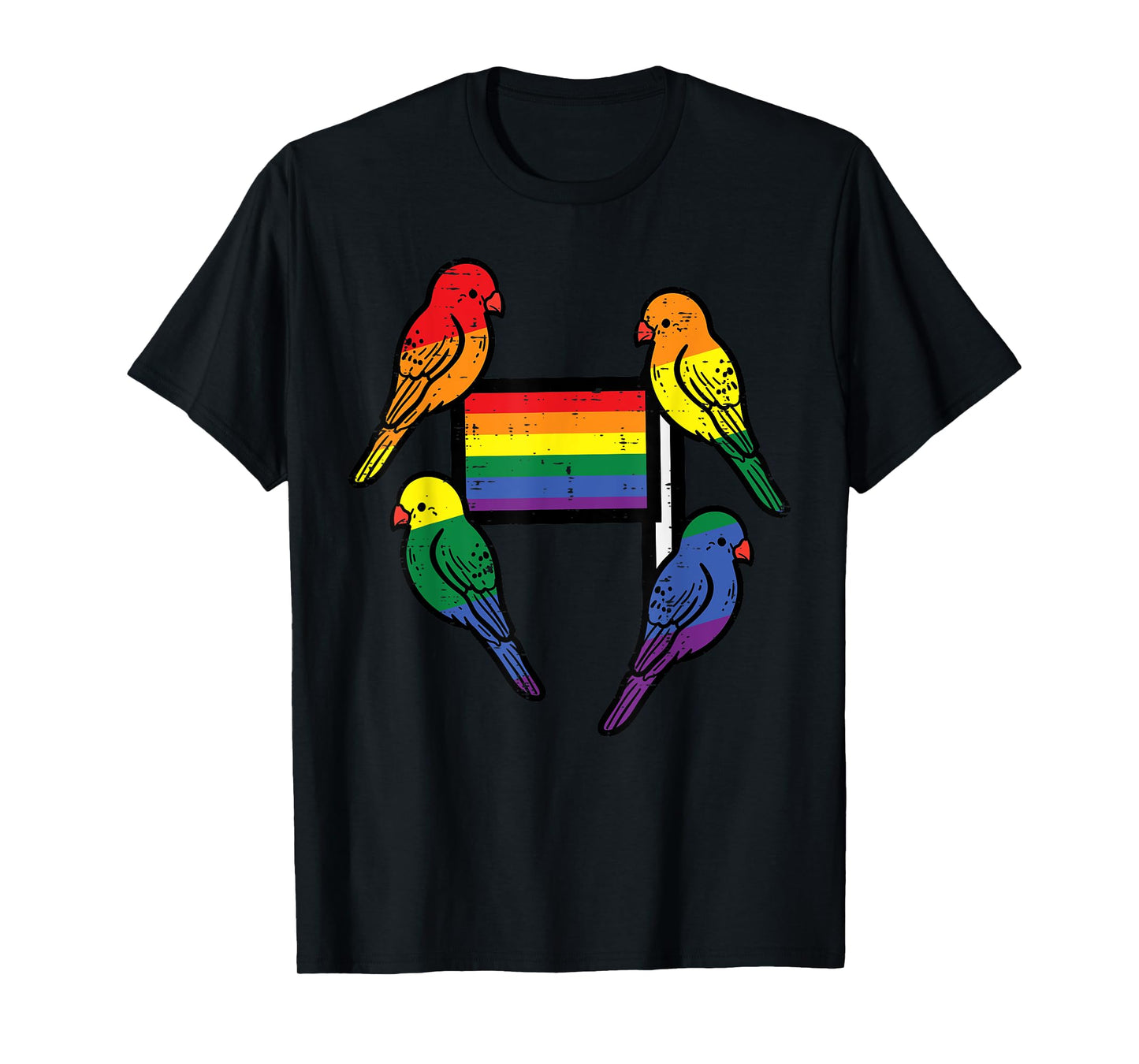 Gay Birds Rainbow Flag Pride Month Lgbtq Ally Men Women Kids T-Shirt